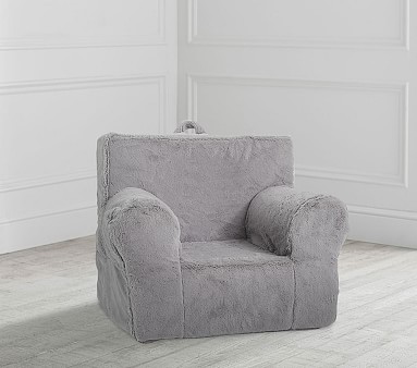 gray faux fur anywhere chair