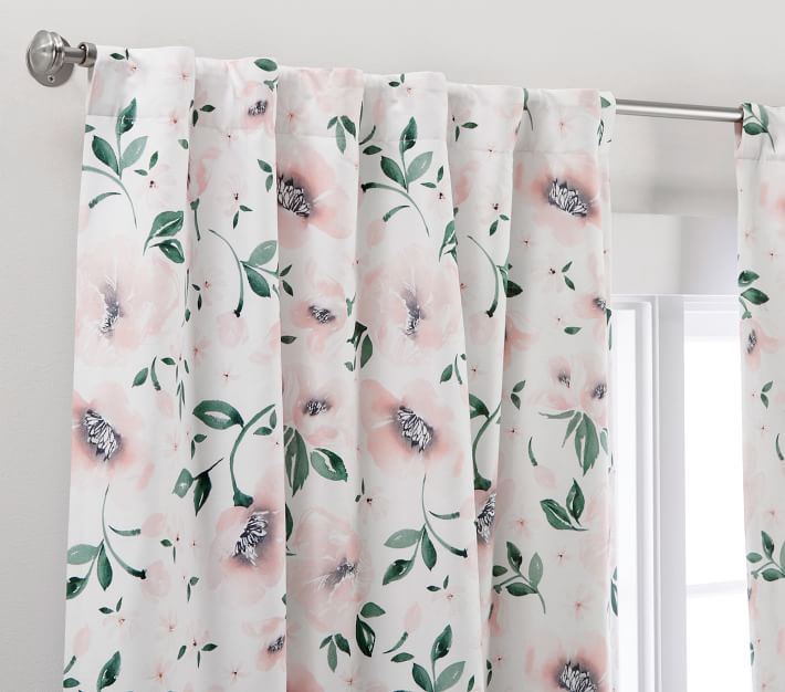 Meredith Floral Blackout Curtain Panel Pottery Barn Kids