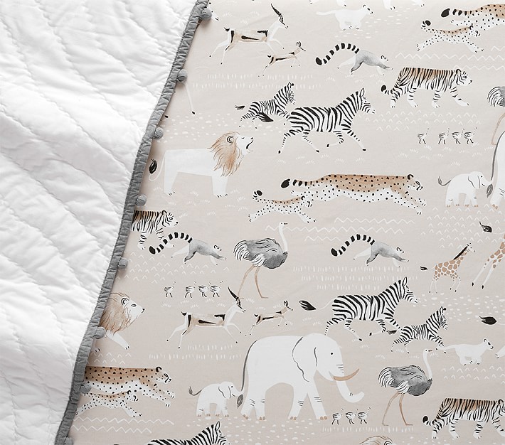 Pottery Barn Kids ~ Silly Safari Crib Fitted Sheet ~ Jungle Zoo Toddler NWT 