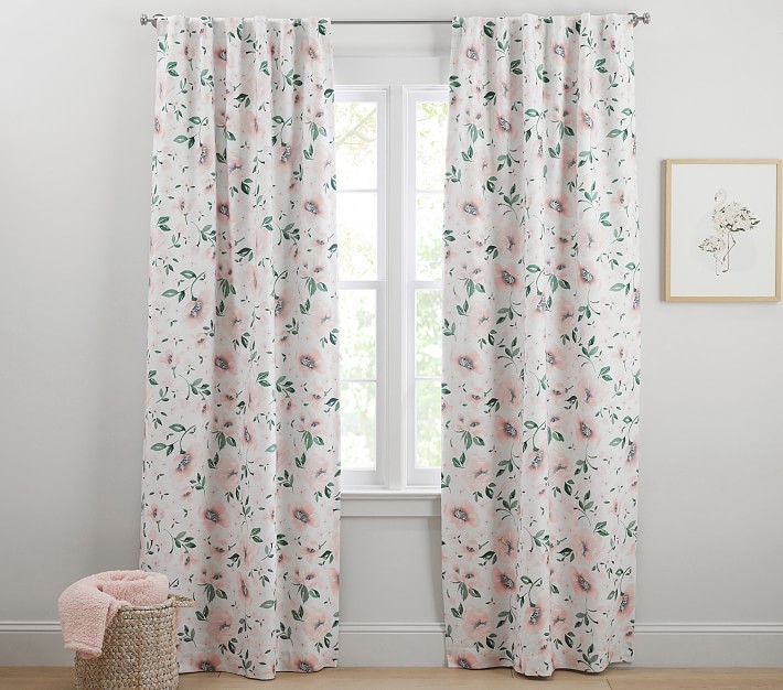 Meredith Floral Blackout Curtain Panel Pottery Barn Kids
