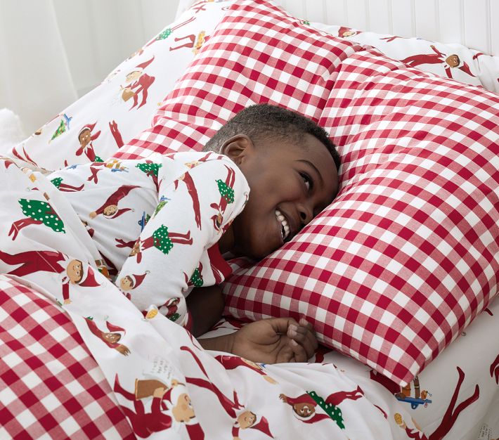 Boys Organic Check Kids' Duvet Cover | Pottery Barn Kids