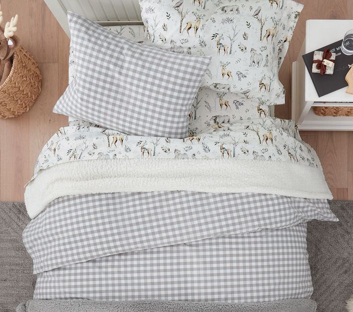 Boys Organic Check Kids' Duvet Cover | Pottery Barn Kids