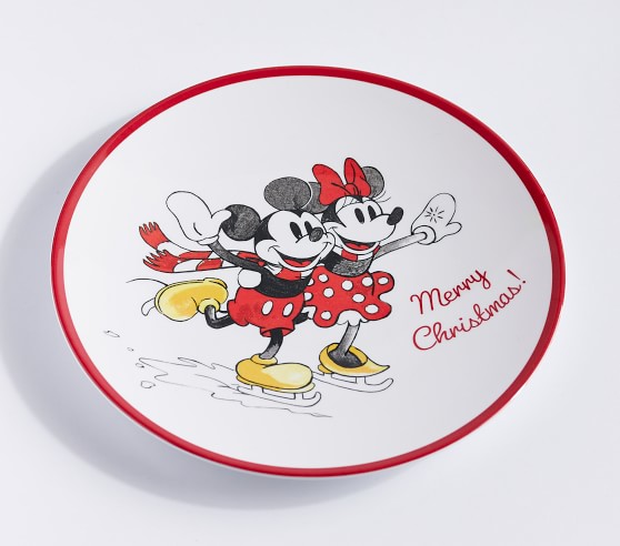Mickey & Minnie Mouse Christmas Plastic Melamine Plate New 21cm 