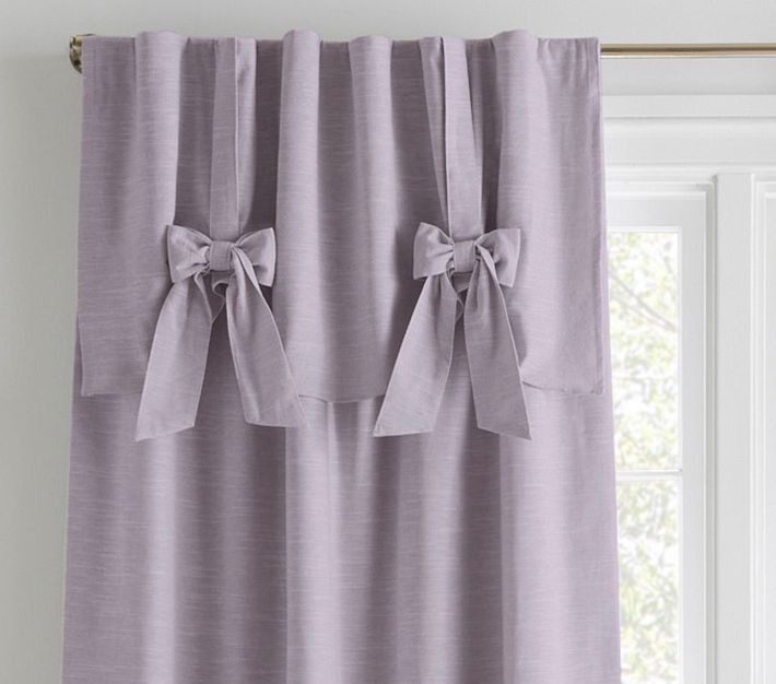 Evelyn Linen Blend Bow Valance Kids Blackout Curtain | Pottery Barn Kids