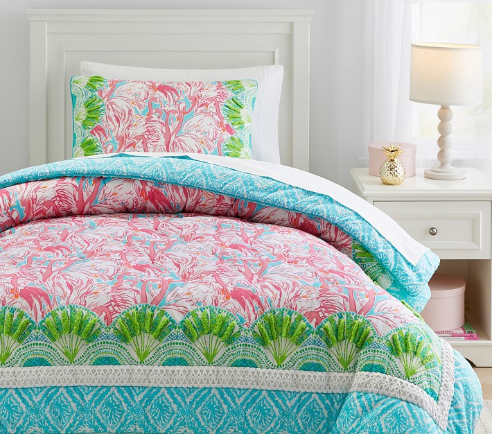 Lilly Pulitzer Pink Colony Quilt & Shams Pottery Barn Kids