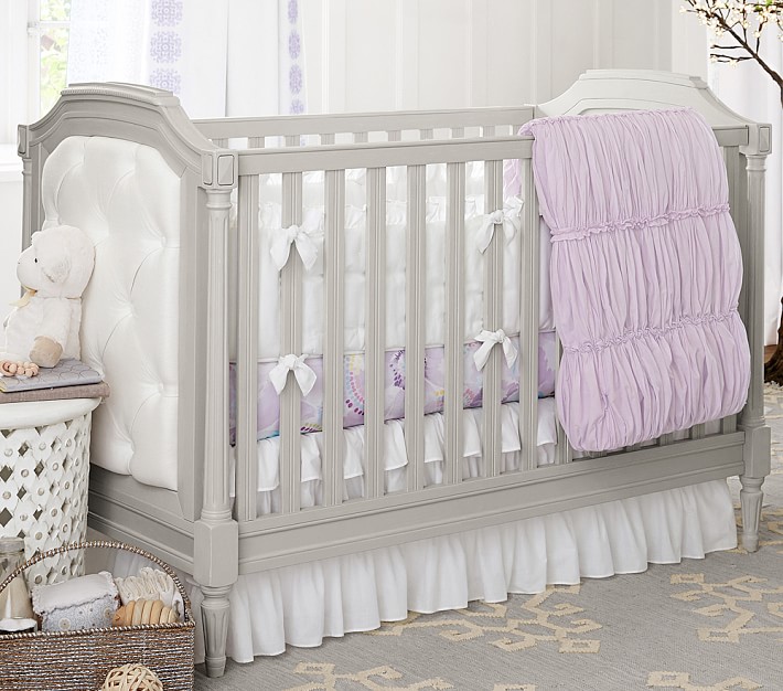 pottery barn purple crib bedding