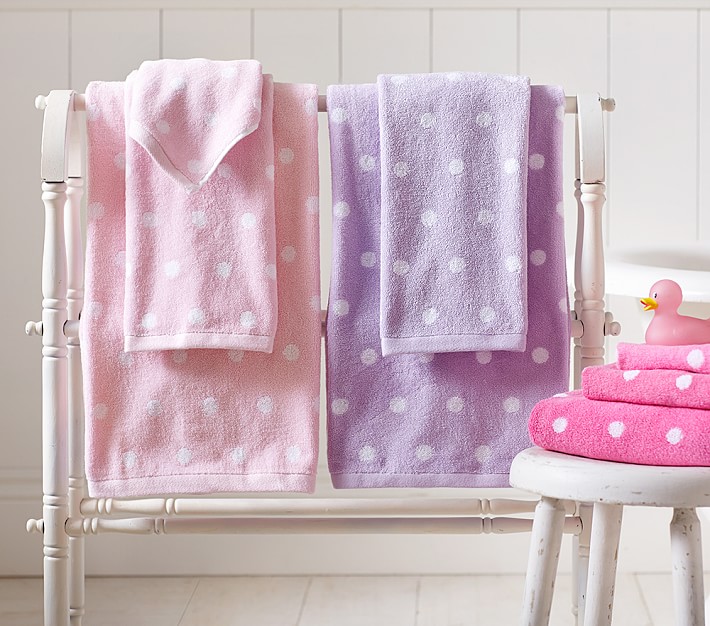 blue polka dot bath towels