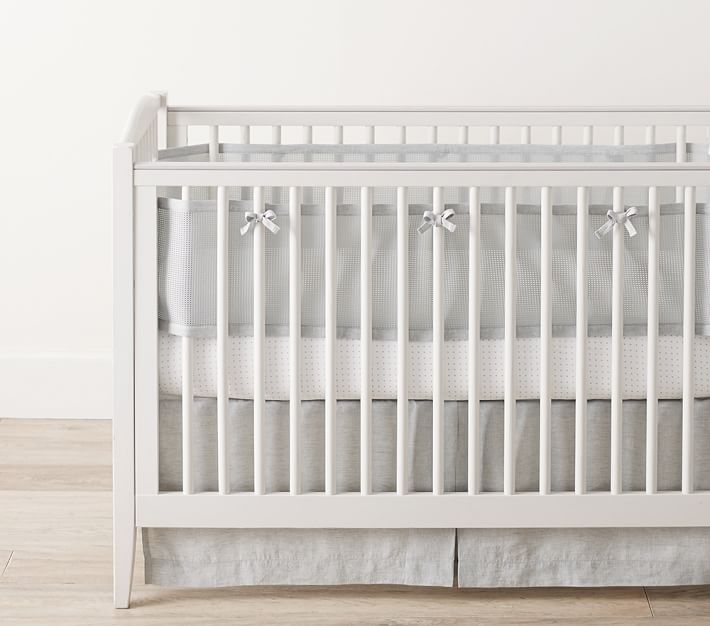 pottery barn white crib bumper