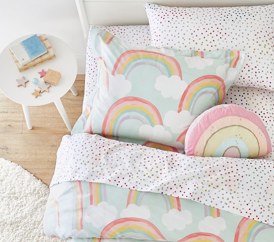 rainbow sky organic duvet cover