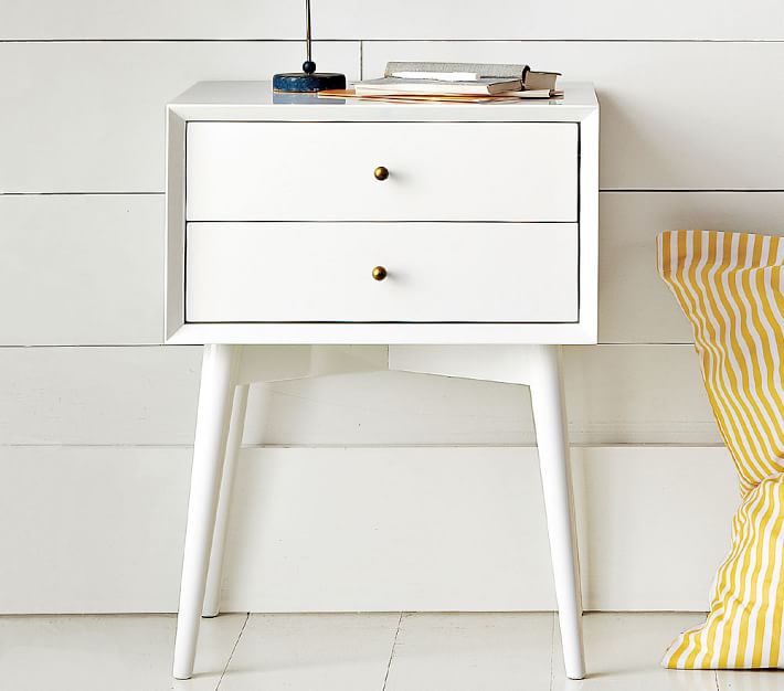 white nightstand mid century