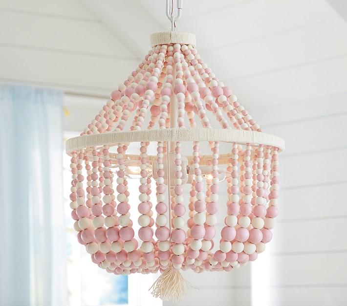 pottery barn pink chandelier