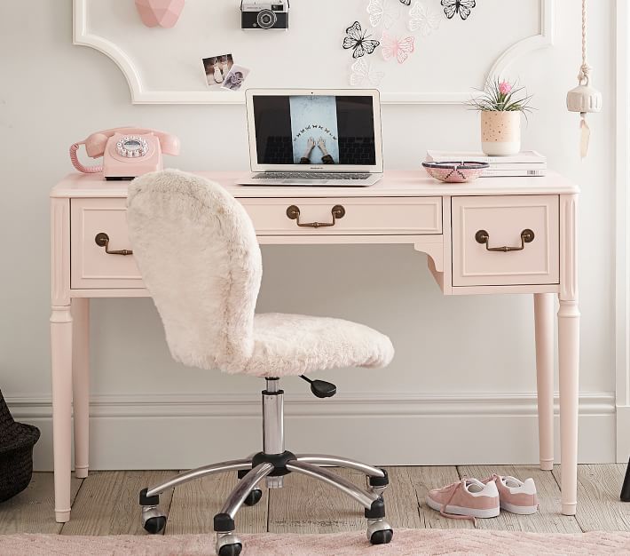 pink desk chair pottery barn