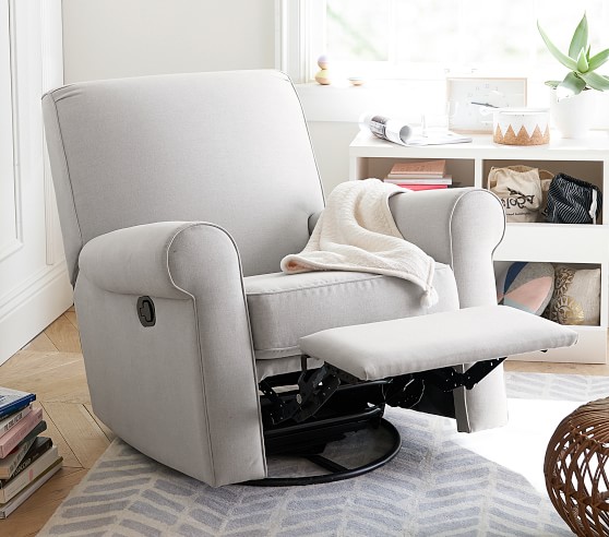 grey gaming chair with footrest