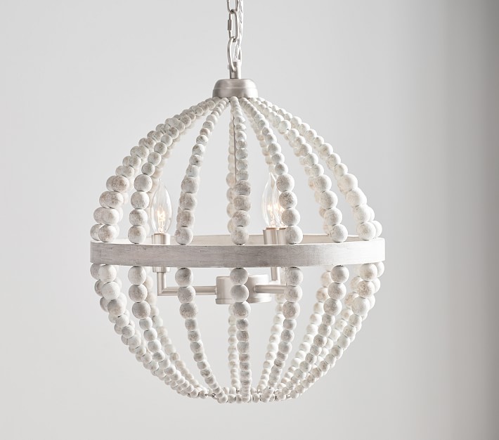 wood bead chandelier nursery