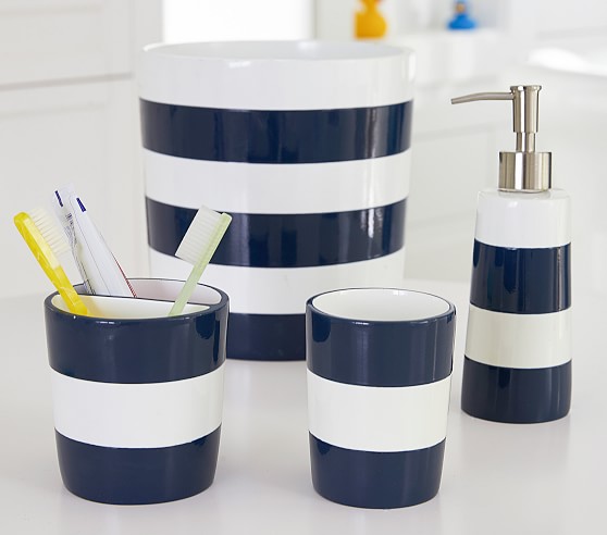 striped bathroom accessories