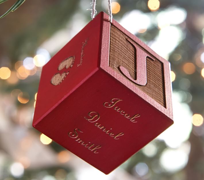 Personalized Baby Wooden Block Ornaments Pottery Barn Kids