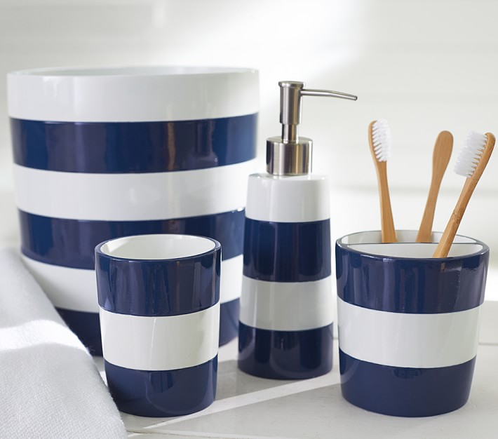 striped bathroom accessories