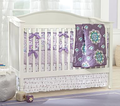 pottery barn purple crib bedding