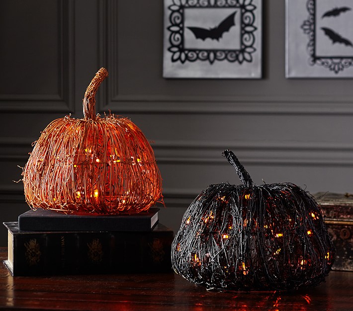 lighted vine pumpkin