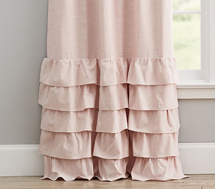 pink ruffle blackout curtains