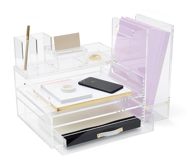 Marbrasse Clear Pen Organizer Storage, Acrylic Desk Organizer with 12  Compartments, Pen Organizer for Desk, Desktop Art Organizer for Office  School