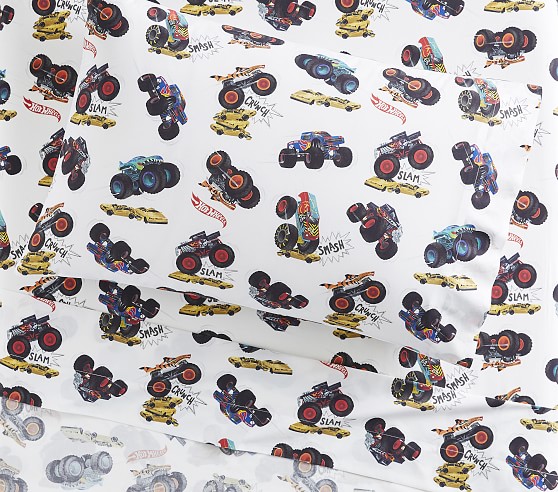 pottery barn hot wheels sheets