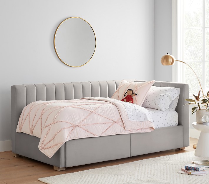 corner queen bed with storage