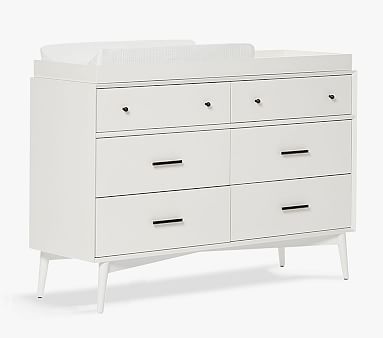 west elm x pbk Mid-Century Extra Wide Dresser & Topper Set, White