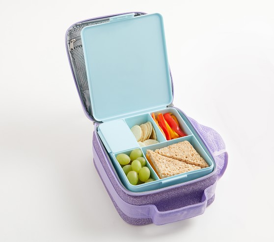 Mackenzie Solid Aqua With Pink Trim Lunch Boxes | Pottery Barn Kids