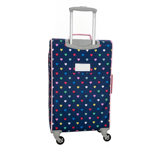 Mackenzie Navy Pink Multi Hearts Spinner Luggage | Pottery Barn Kids