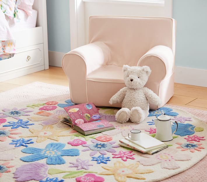 Naomi Carved Floral Round Rug Pottery Barn Kids