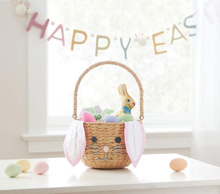 Seagrass Bunny Face Basket & Liner Pottery Barn Kids