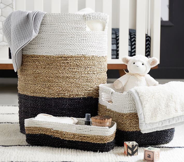 west elm x pbk Tricolor Hamper Pottery Barn Kids