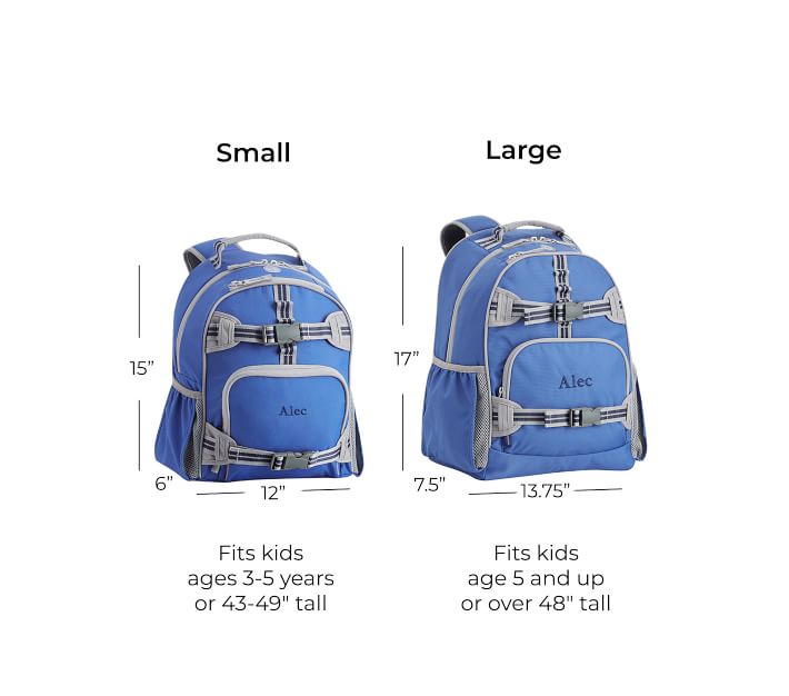 Mackenzie Blue Gray Trim Solid Backpacks | Pottery Barn Kids