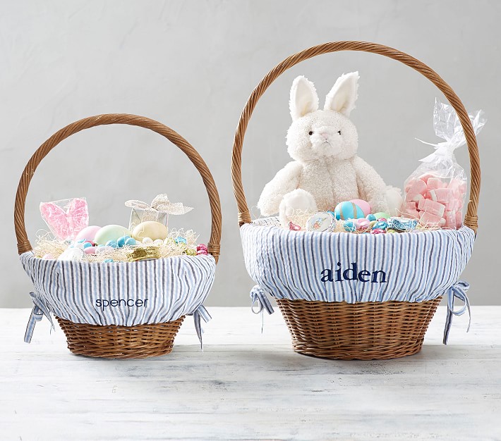 Multi Seersucker Easter Basket Liners Pottery Barn Kids