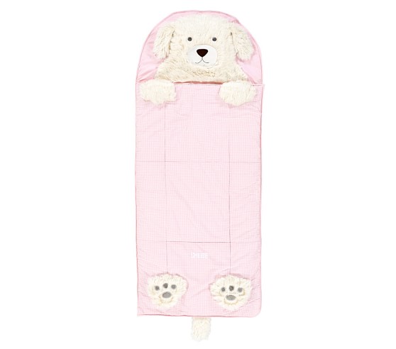 Light Pink Shaggy Head Puppy Kids Sleeping Bag | Pottery Barn Kids