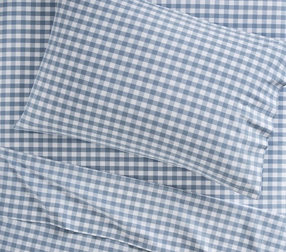 Boys Organic Check Kids Sheets | Pottery Barn Kids