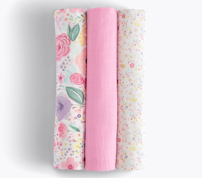 Flora Organic Muslin Swaddle Set Pottery Barn Kids
