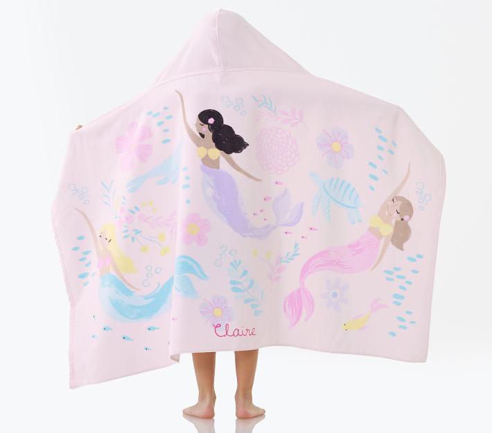 Mermaid Allover Kid Beach Hooded Towel Pottery Barn Kids
