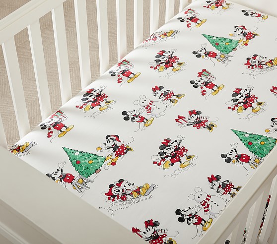 Disney Mickey Mouse Holiday Organic Crib Fitted Sheet | Pottery Barn Kids