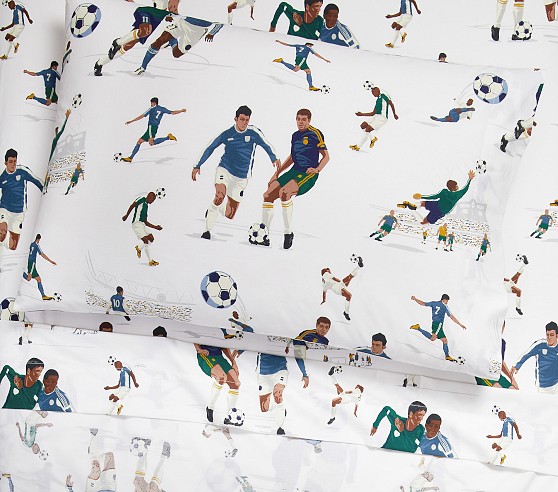 Vintage Organic Soccer Sheet Set & Pillowcases | Pottery Barn Kids