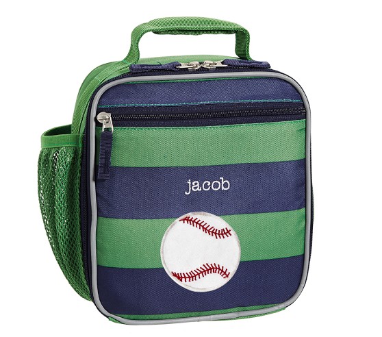 Fairfax Green & Navy Stripe Classic Kids Lunch Box | Pottery Barn Kids