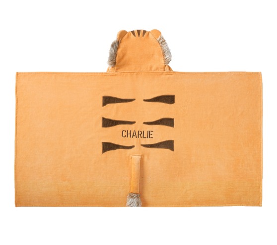 Babyhug Knit Terry Two Layer Towel with Hood Tiger Applique L 76.2 x B 76.2 cm - Orange