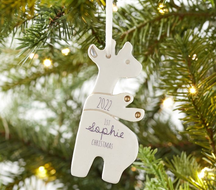 Baby's First Personalized Shaped Ceramic Animal Christmas Ornaments