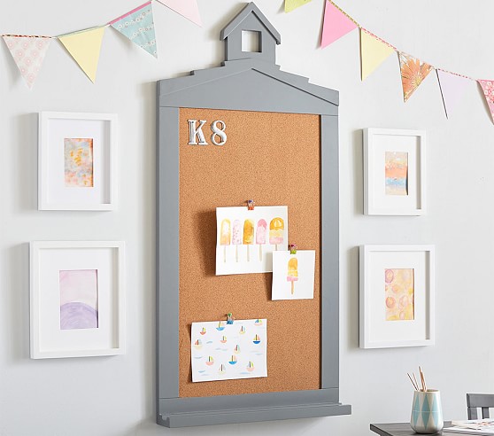 Schoolhouse Gray Kids Bulletin Board | Pottery Barn Kids