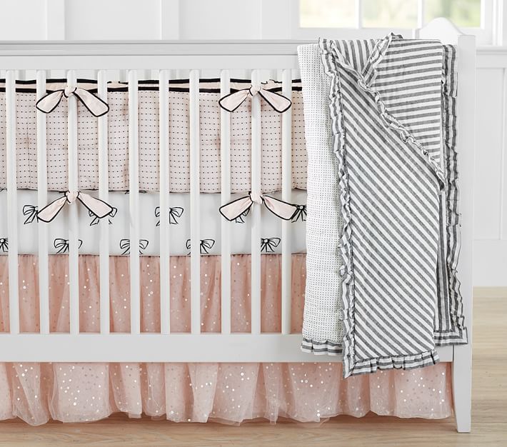 The Emily & Meritt Sparkle Tulle Crib Skirt Pottery Barn Kids