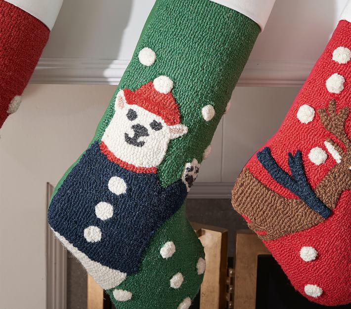 Polar Bear Hook And Loop Christmas Stocking Pottery Barn Kids