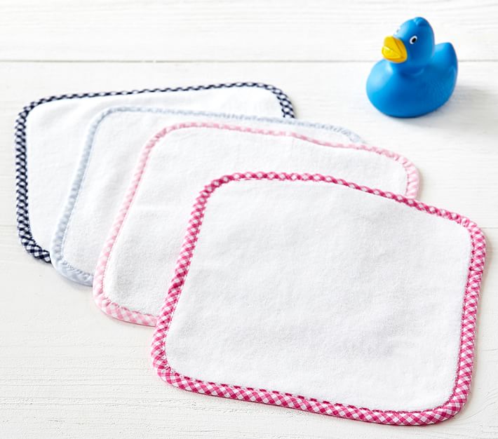 Gingham Baby Hooded Towel & Washcloths Sets Pottery Barn Kids