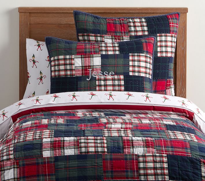 Classic Christmas Madras Kids' Comforter Set Pottery Barn Kids