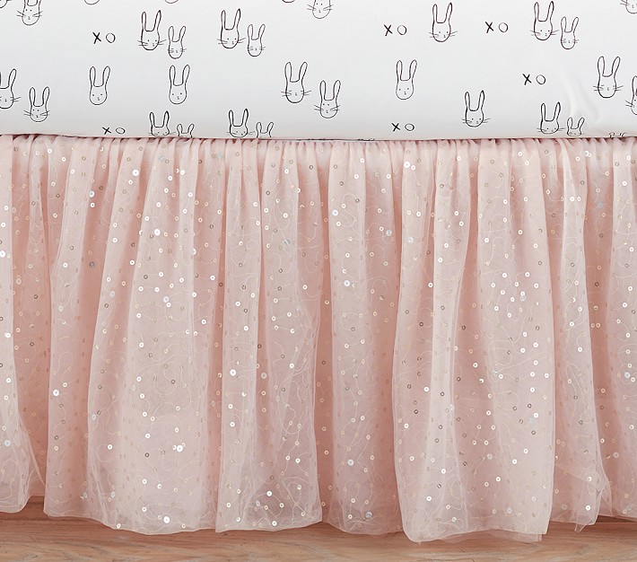 The Emily & Meritt Sparkle Tulle Crib Skirt Pottery Barn Kids